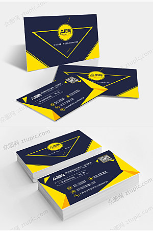黑色黄色大气商务企业名片卡片