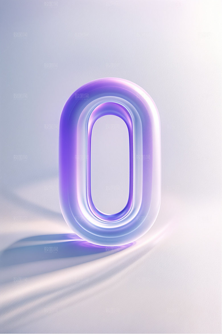 透明数字0科技磨砂艺术字