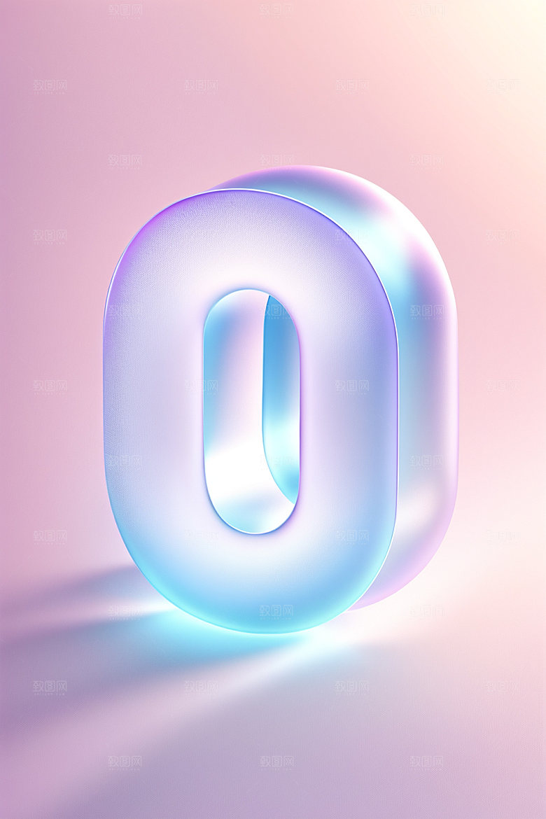 透明数字0玻璃立体艺术字