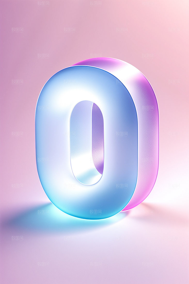 透明数字0科技立体艺术字