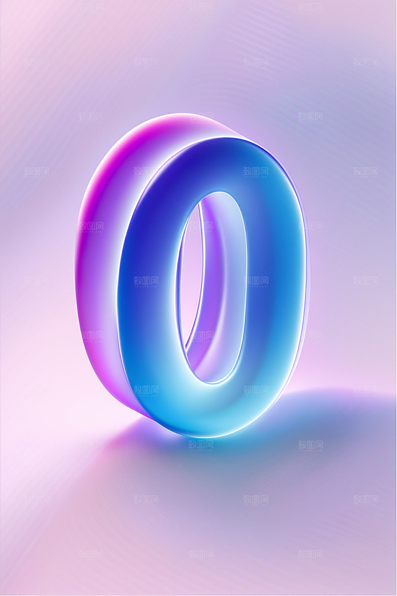 玻璃数字03D艺术字元素