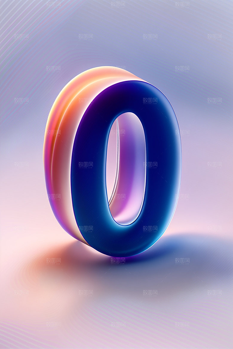 玻璃数字0光泽质感元素