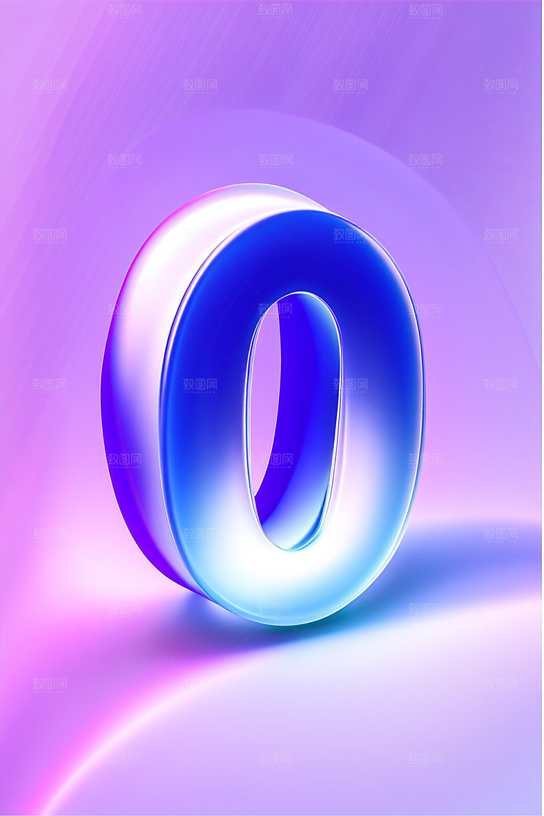玻璃数字03D艺术字元素