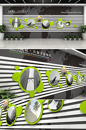 3d黑白公司企业文化墙设计