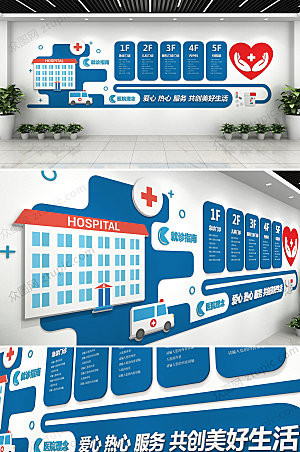创新医院科室企业文化墙模板