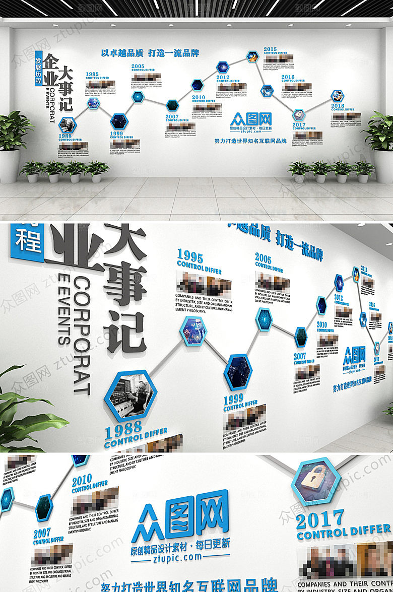 创新可商用企业大事记文化墙效果图