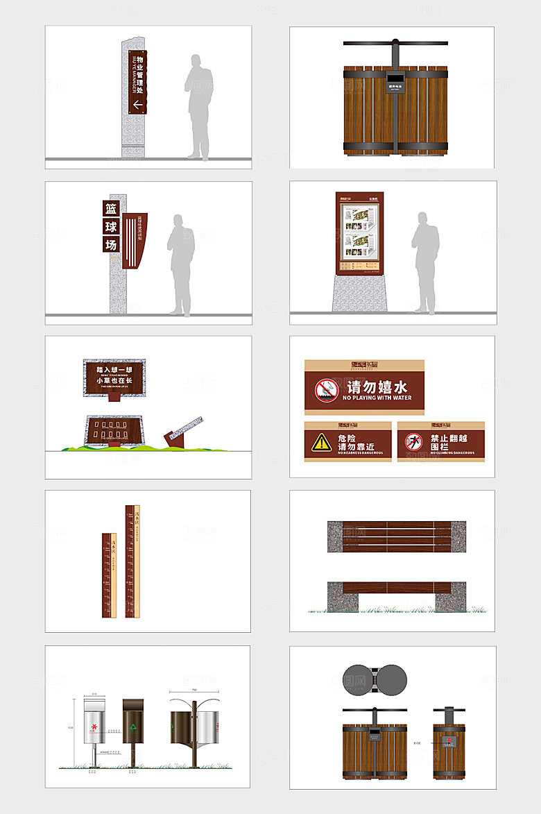 古风木质特色学校校园导视