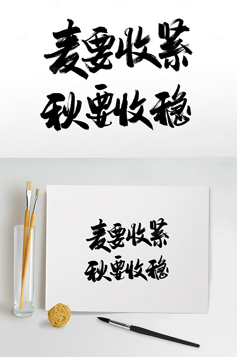 芒种可商用节气书写毛笔字模板