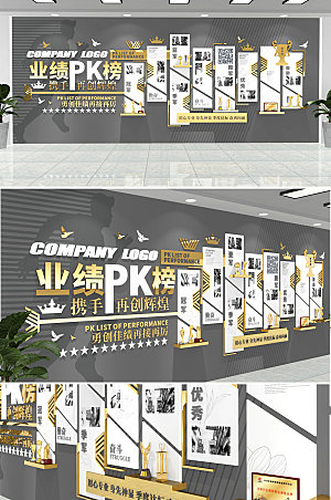 现代企业PK龙虎榜文化墙设计
