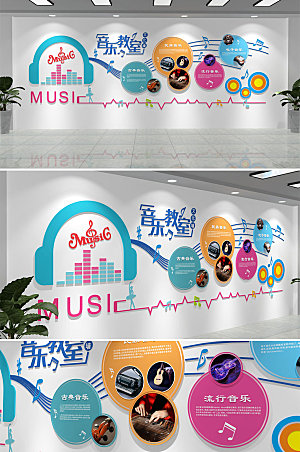 可商用音乐教室文化墙设计