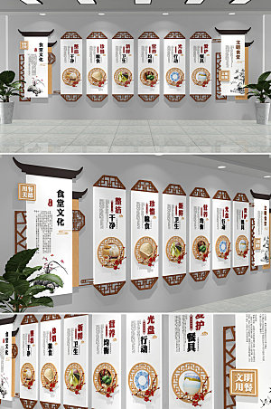 室内食堂企业酒店餐饮文化墙模板