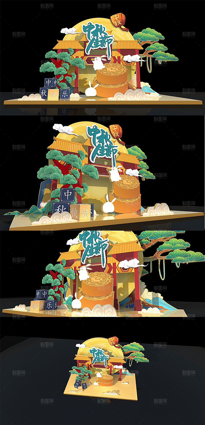 嫦娥中式布置中秋美陈设计