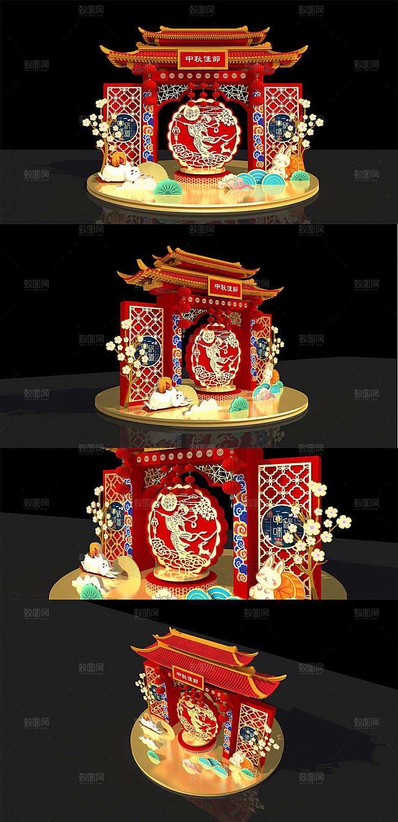 红色嫦娥中式中秋节美陈