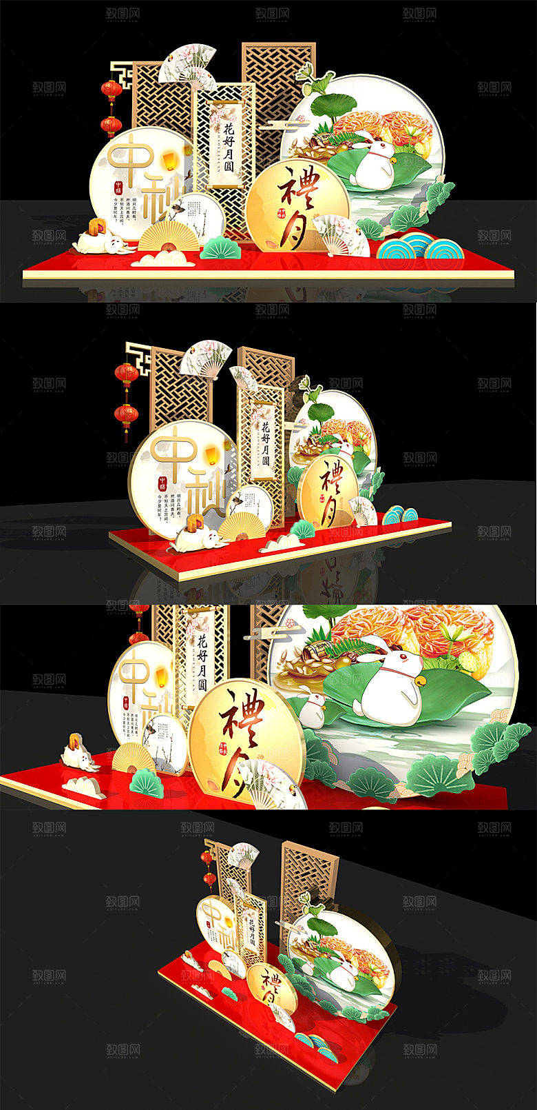 简约嫦娥素雅中秋节美陈