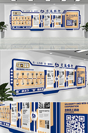 可商用交通银行合规文化墙效果图
