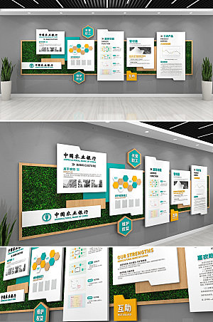 可商用中国农业银行合规文化墙模板
