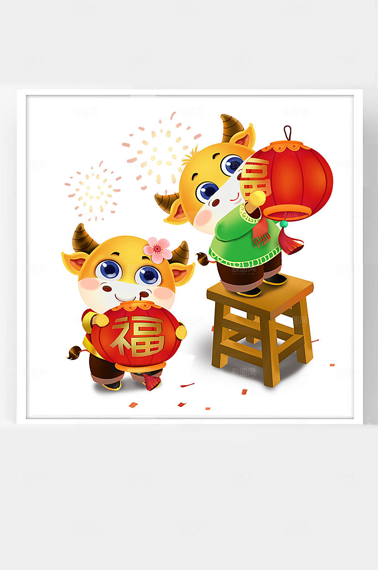 中国新年春节福牛年挂灯笼
