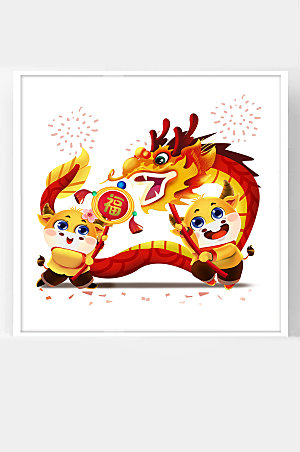 中国新年春节福牛舞龙