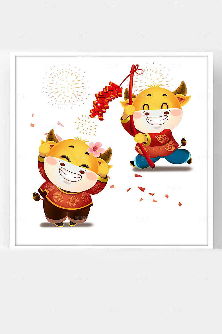 牛年辛丑牛卡通插画中国春节福牛