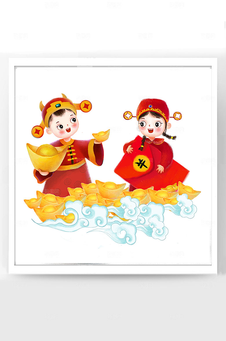 新春拜年春节财神福娃拜年