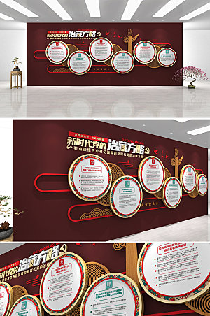 室内新时代党的治藏方针文化墙设计
