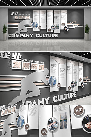 创新企业公司发展历程文化墙设计