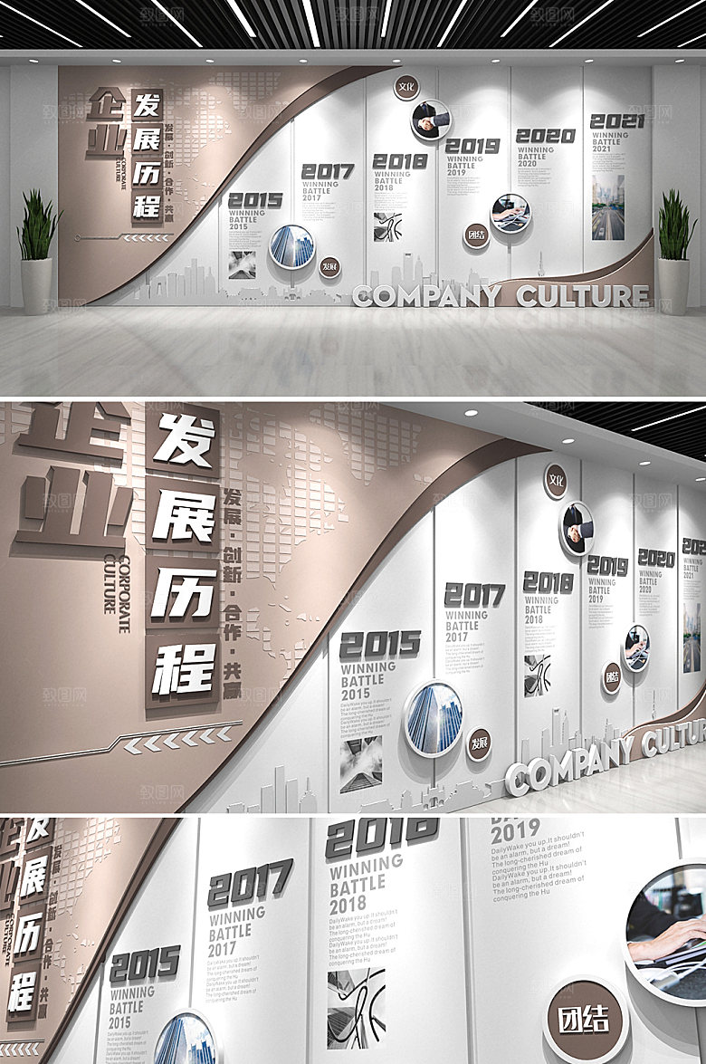 现代发展历程企业文化墙设计