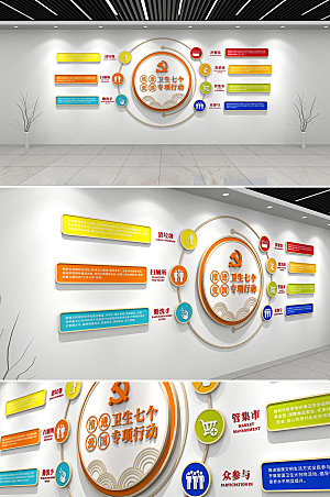 室内爱国卫生七个专项行动文化墙设计
