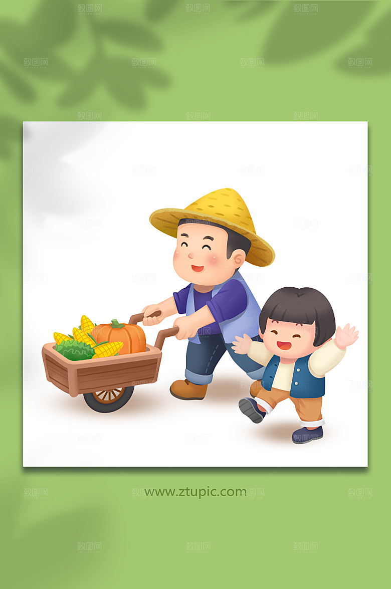 新农村乡村振兴战略农民插画