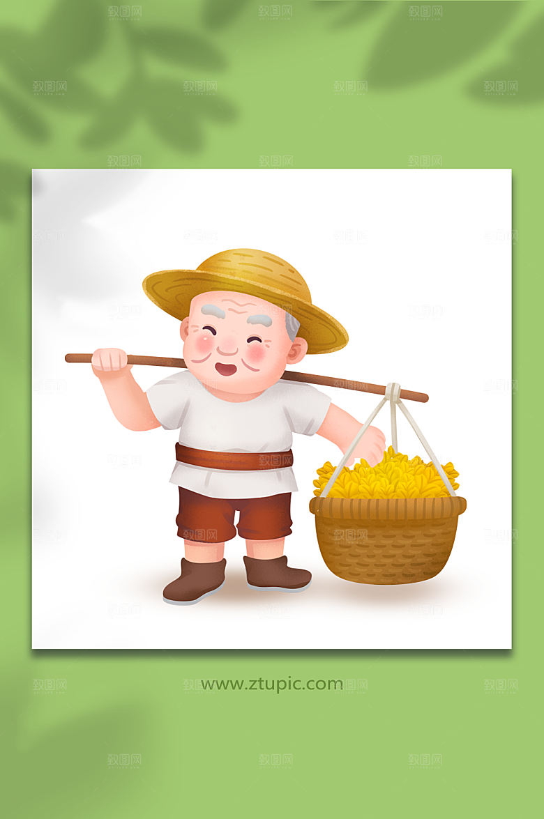新农村乡村振兴农民插画丰收