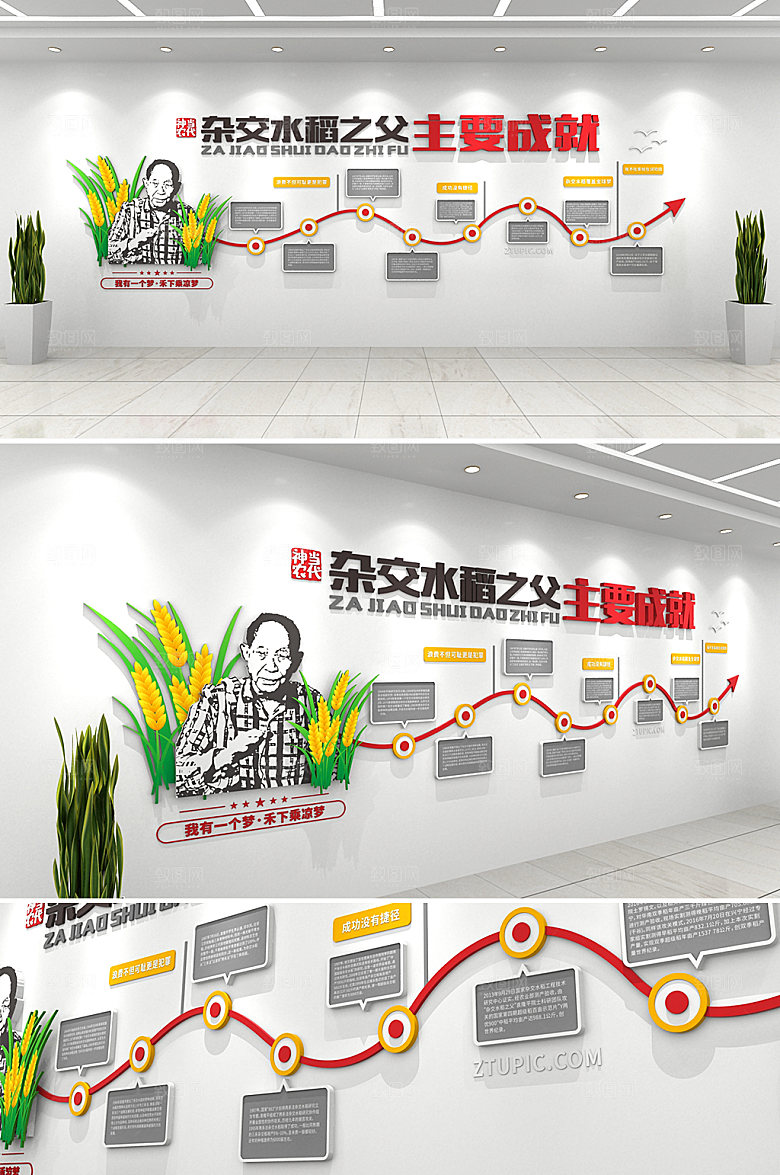 3d杂交水稻之父纪念文化墙模板