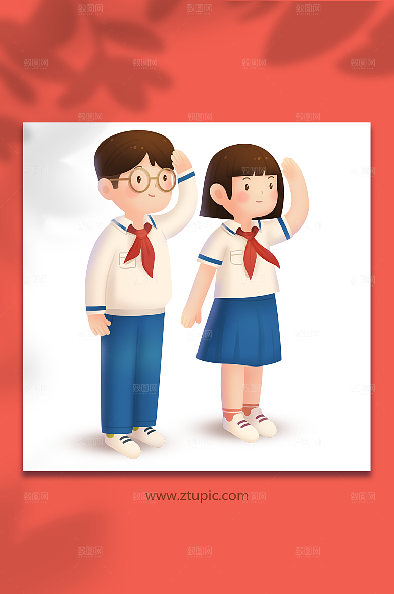 开学季小学生开学季插画原创升国旗