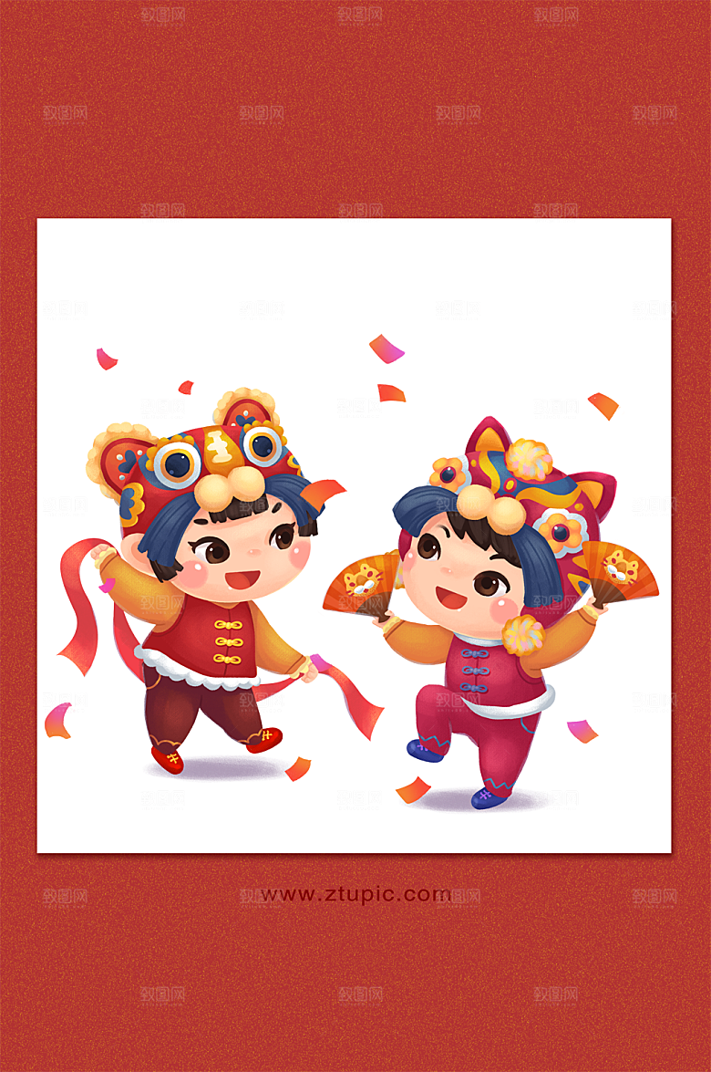虎年新春歌舞升平插画