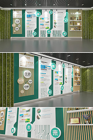 绿色发展历程企业文化墙模板