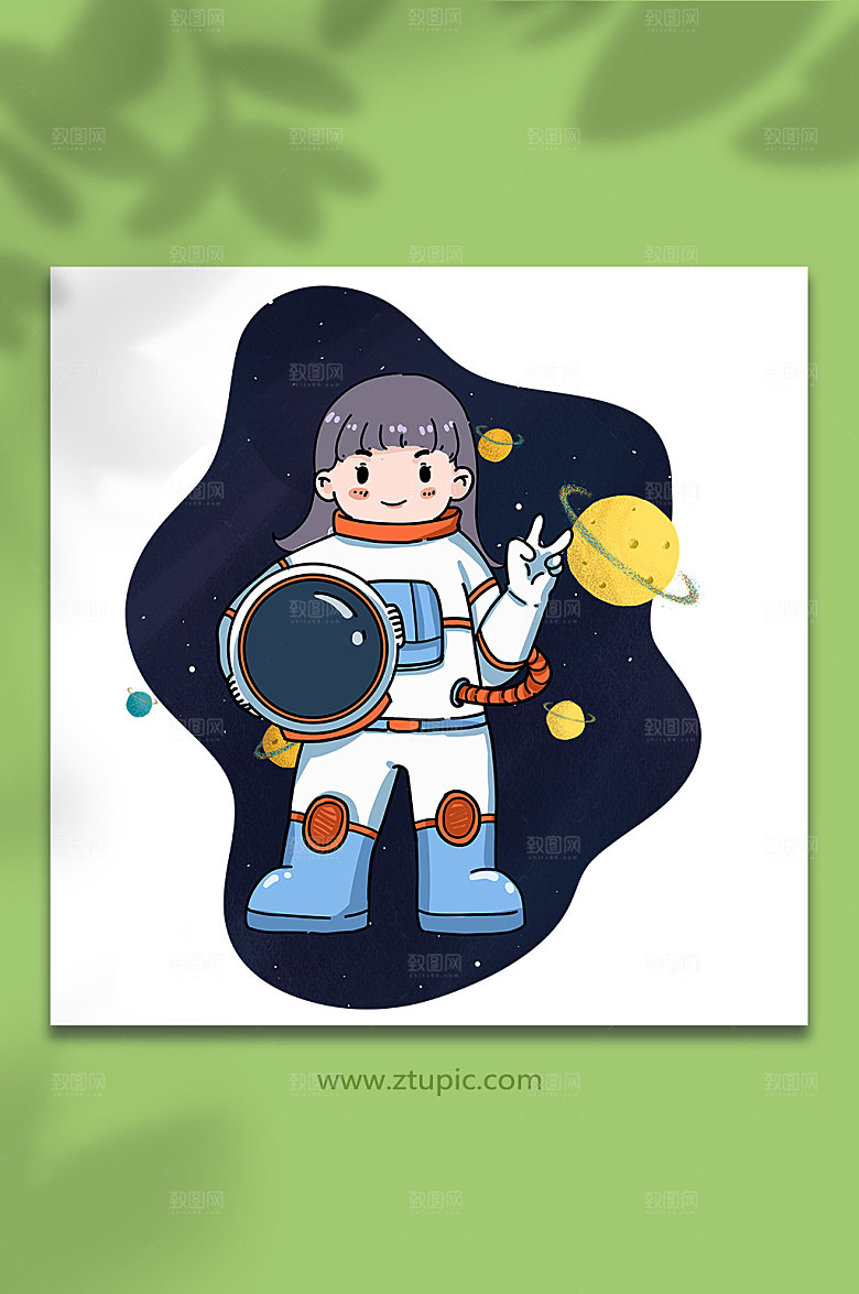太空人航天卡通人物宇航员插画