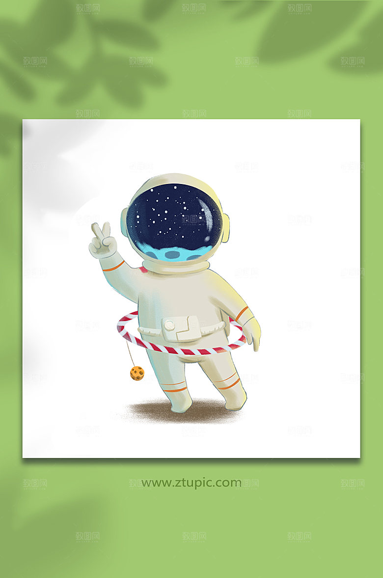卡通太空人月球呼啦圈宇航员插画