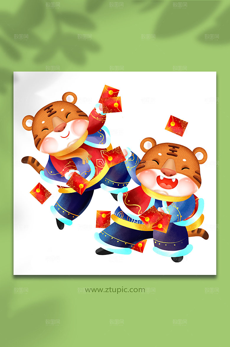 手绘可爱虎年小老虎原创插画