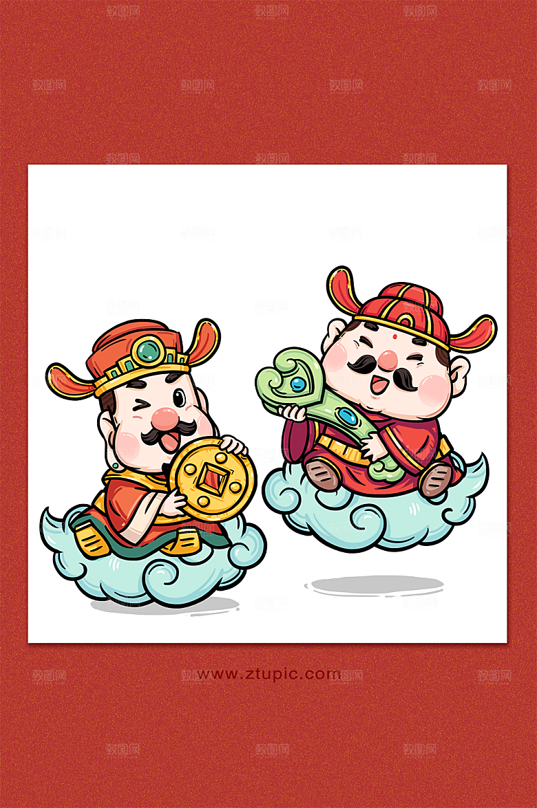 吉祥如意虎年国潮手绘节日插画