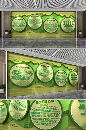 圆形低碳环保企业文化墙设计
