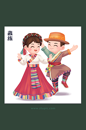 中华少数民族文化藏族插画