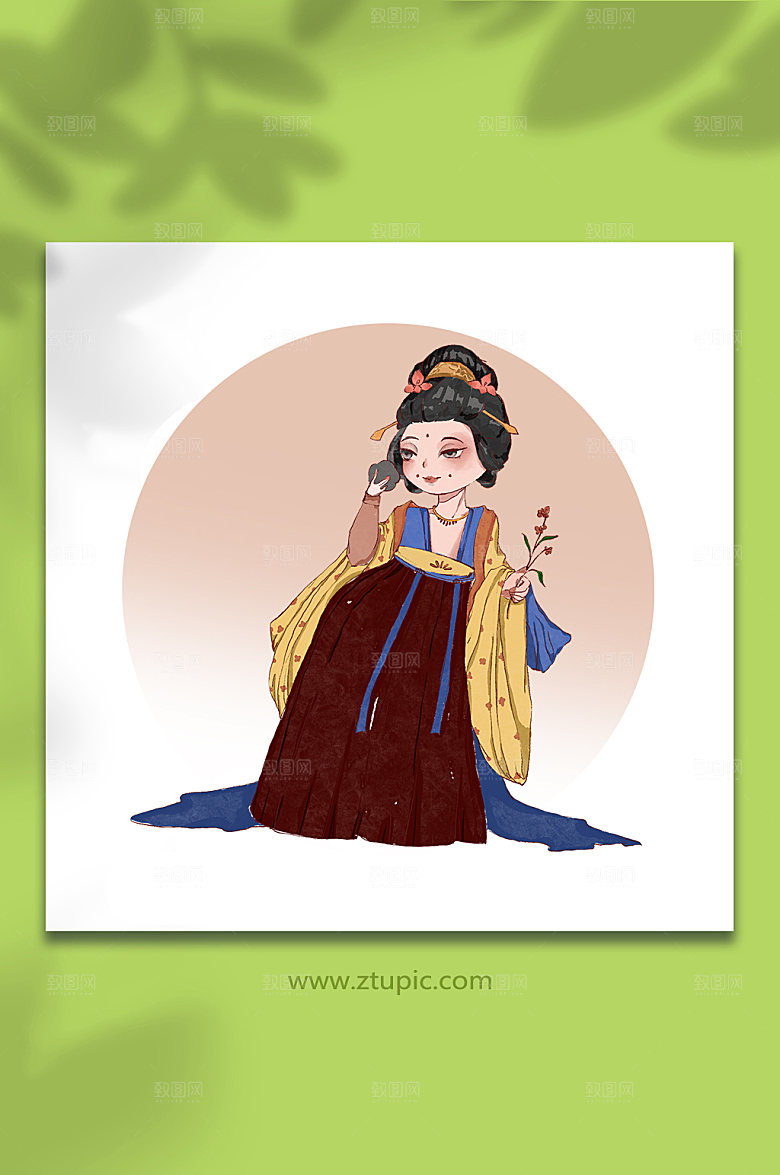 仕女图古代文化汉服插画卡通