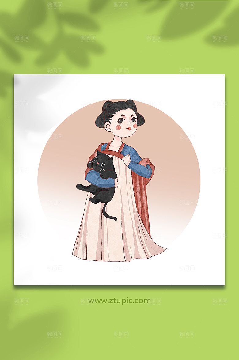 仕女图古代古风唐朝插画卡通