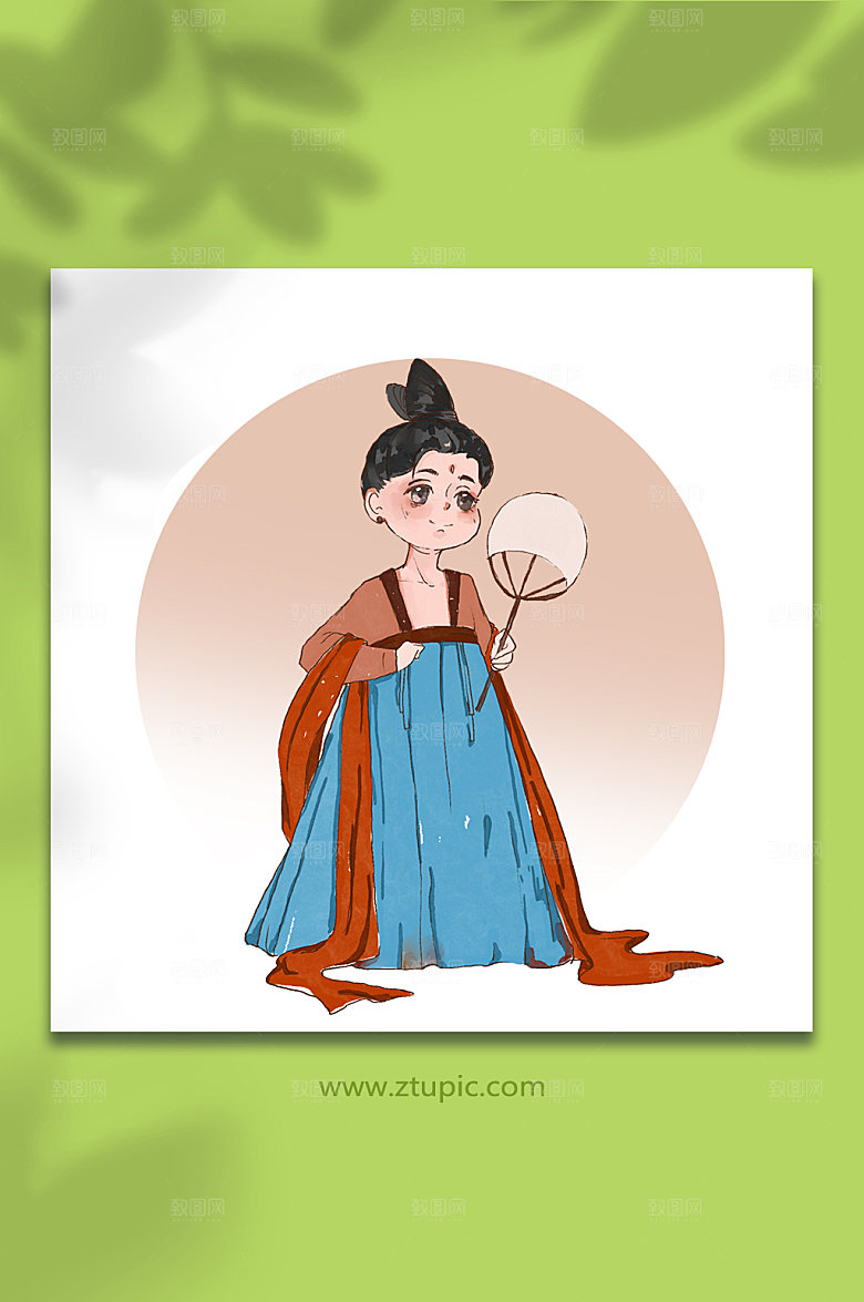 仕女图古风文化汉服插画卡通