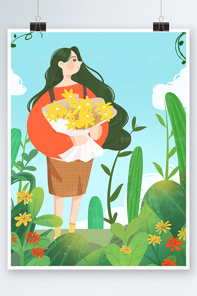 春天插画元素38女神节插画