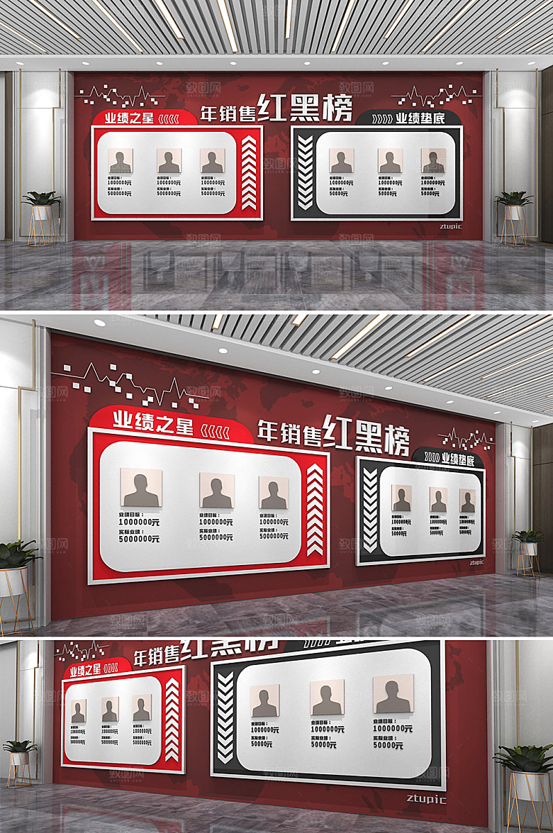 室内销售部门业绩榜文化墙模板