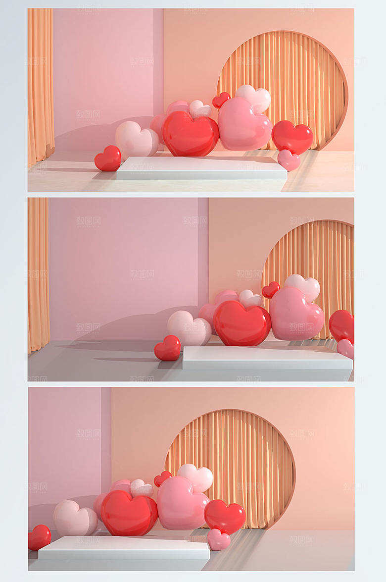 女神节C4D高端展台电商背景设计