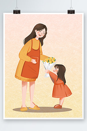 女神节妇女节插画母亲插画设计