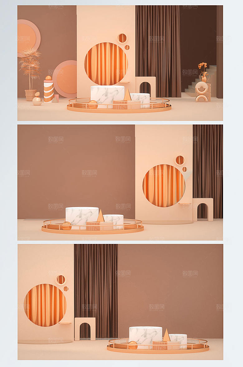 C4D展台小清新电商背景