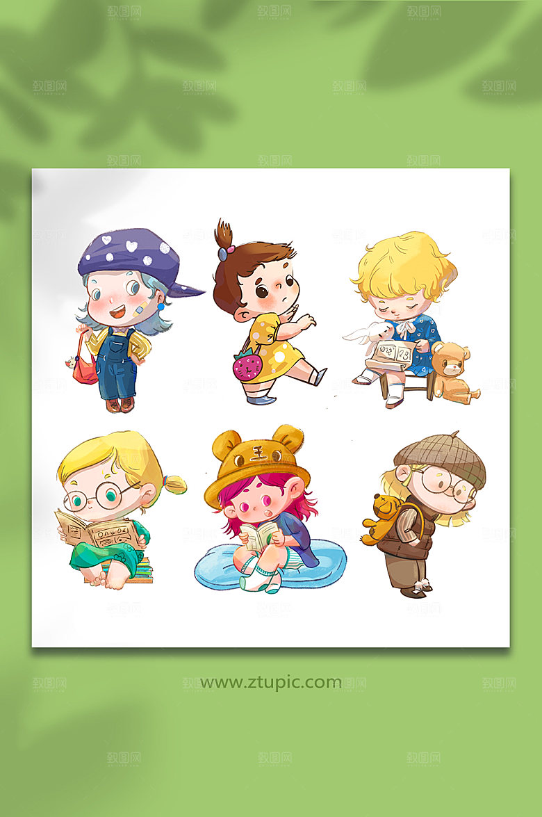 儿童学生开学季幼儿园小学生人物插画