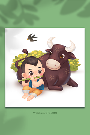 牧童与牛清明节休息插图